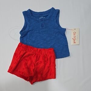 3/$15 Cat & Jack – Boys’ Blue 0-3 Mnth Tank Top & Red Shorts Matching Set